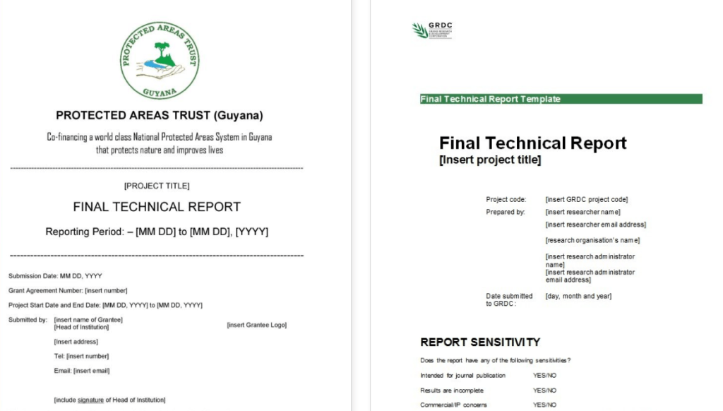Displaying cover page of a technical report